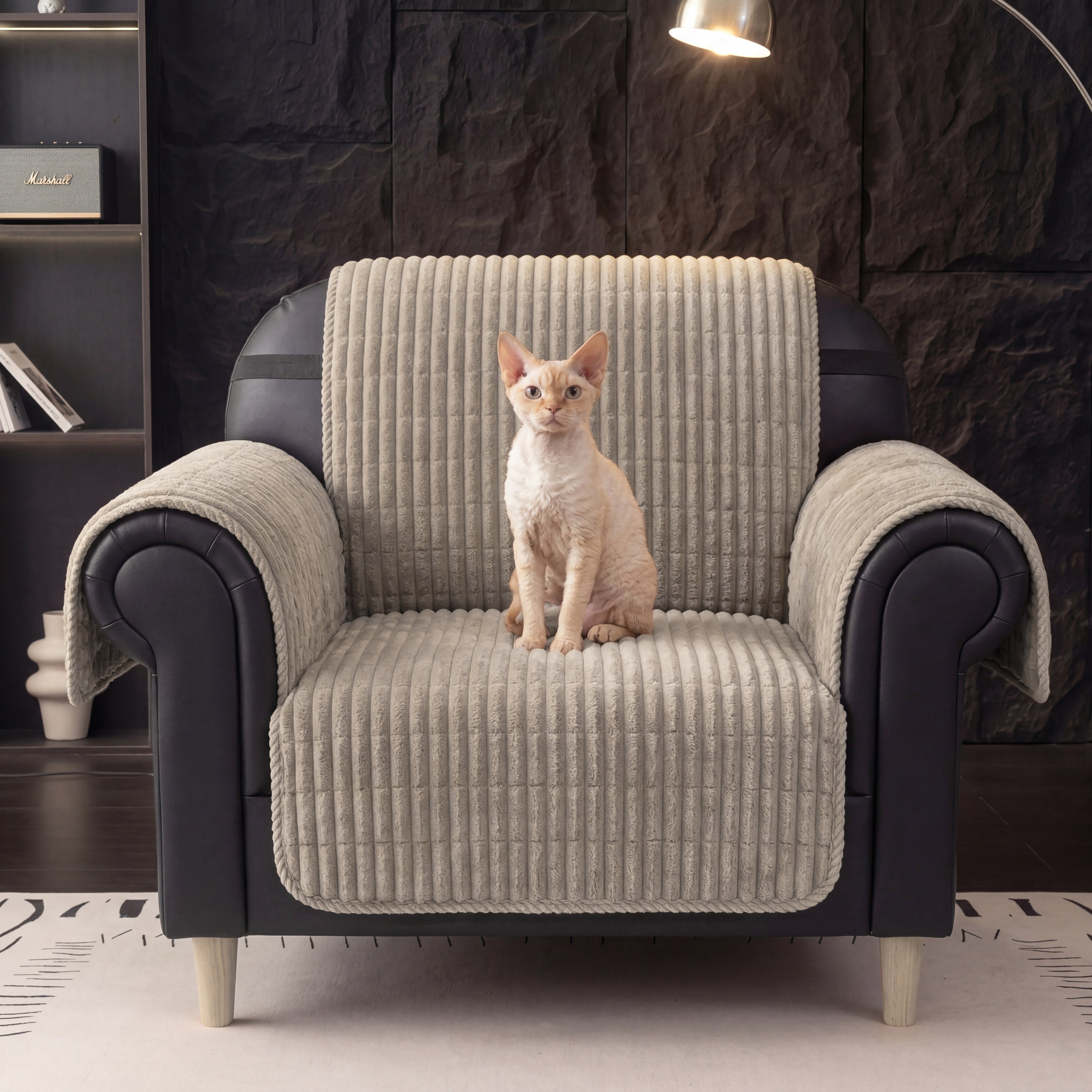 Waterproof One-Piece Cozy Flannel Sofa Protection Non-Slip Recliner Chair Covers