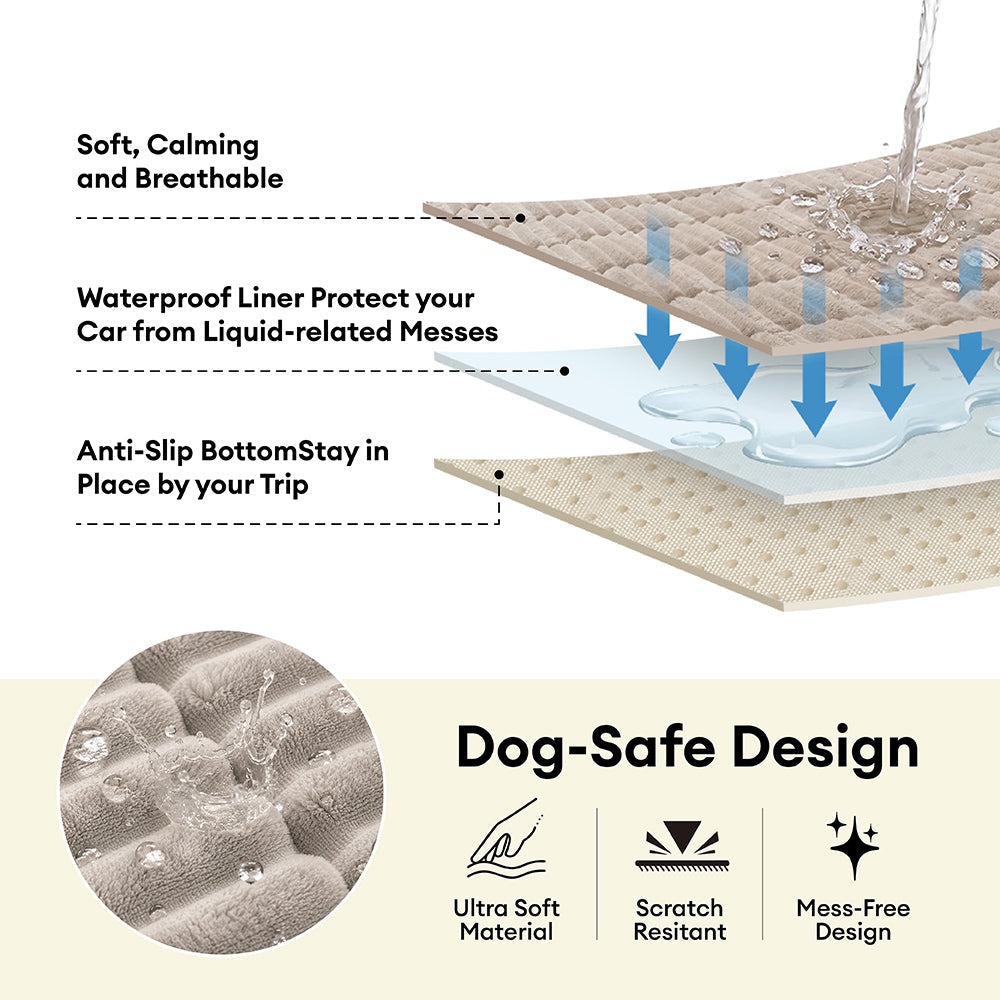 Ribbed Plush Waterproof Dog Car Seat Cover - Cozy Nest