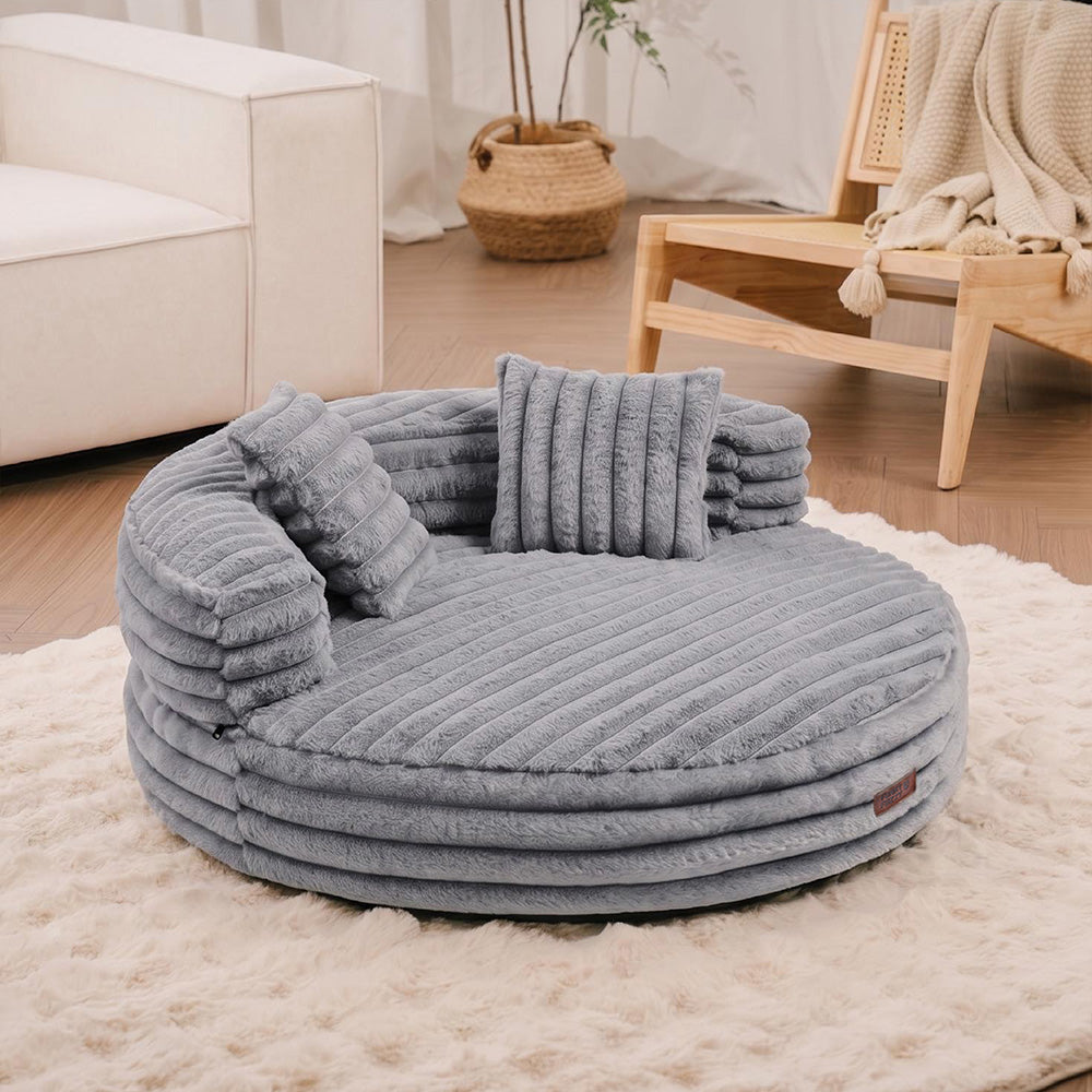 Ultra-Soft Ribbed Plush Removable Donut Orthopedic Dog Bed with Pillows - Cozy Nest