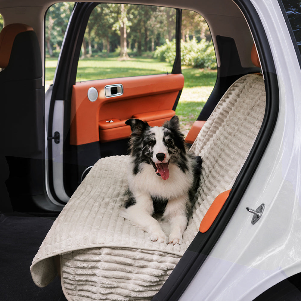 Ribbed Plush Waterproof Dog Car Seat Cover - Cozy Nest