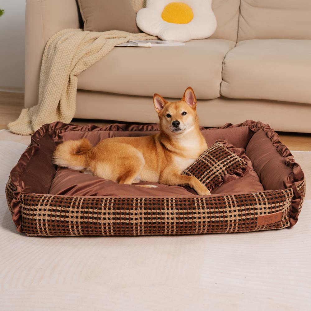 Classic Luxury Floral Washable Cosy Bolster Dog Pillow Bed- Bliss Napper