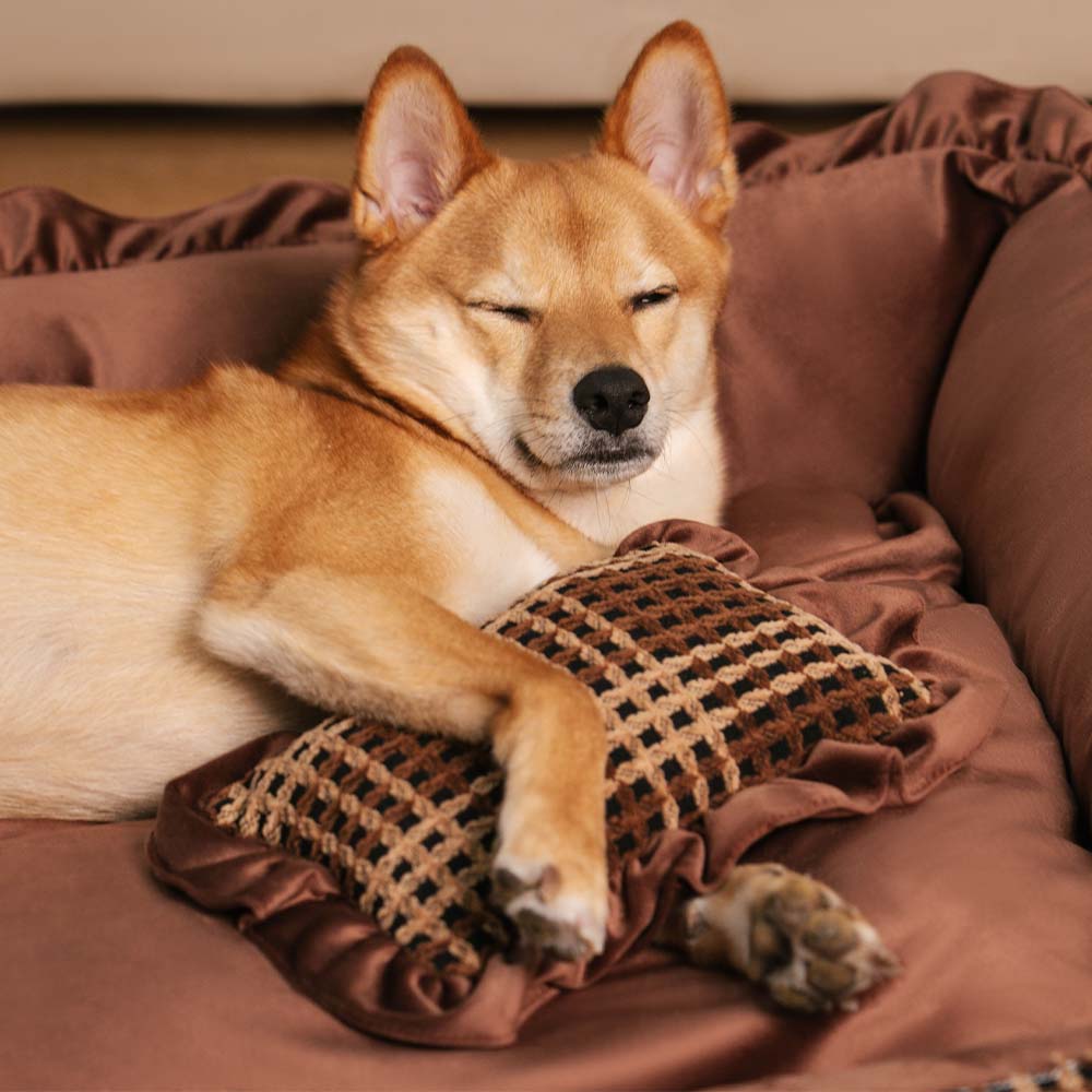 Classic Luxury Floral Washable Cosy Bolster Dog Pillow Bed- Bliss Napper