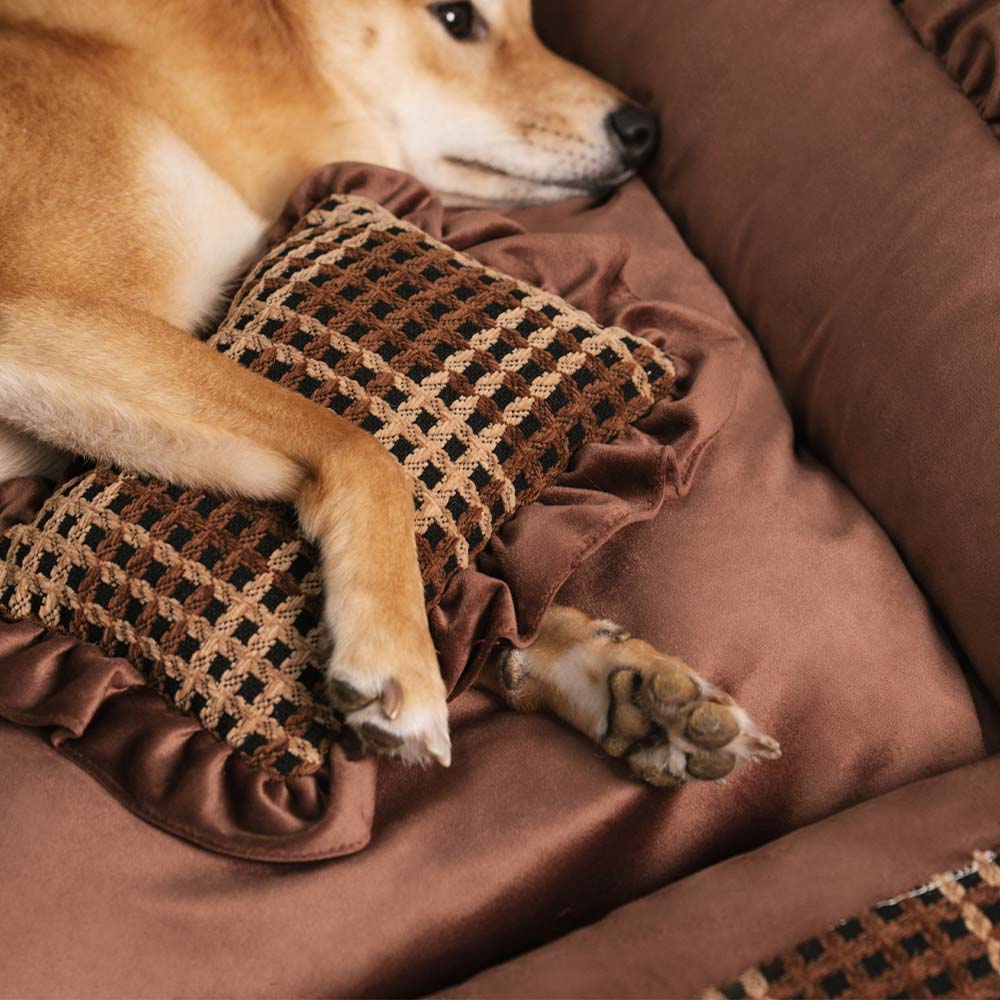 Classic Luxury Floral Washable Cosy Bolster Dog Pillow Bed- Bliss Napper