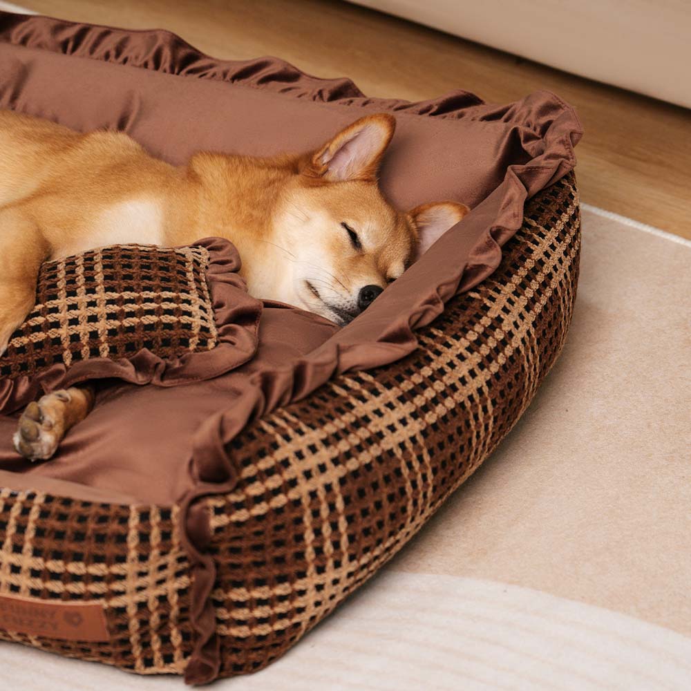 Classic Luxury Floral Washable Cosy Bolster Dog Pillow Bed- Bliss Napper