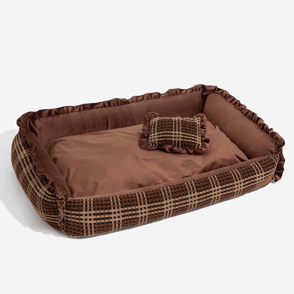 Classic Luxury Floral Washable Cosy Bolster Dog Pillow Bed- Bliss Napper
