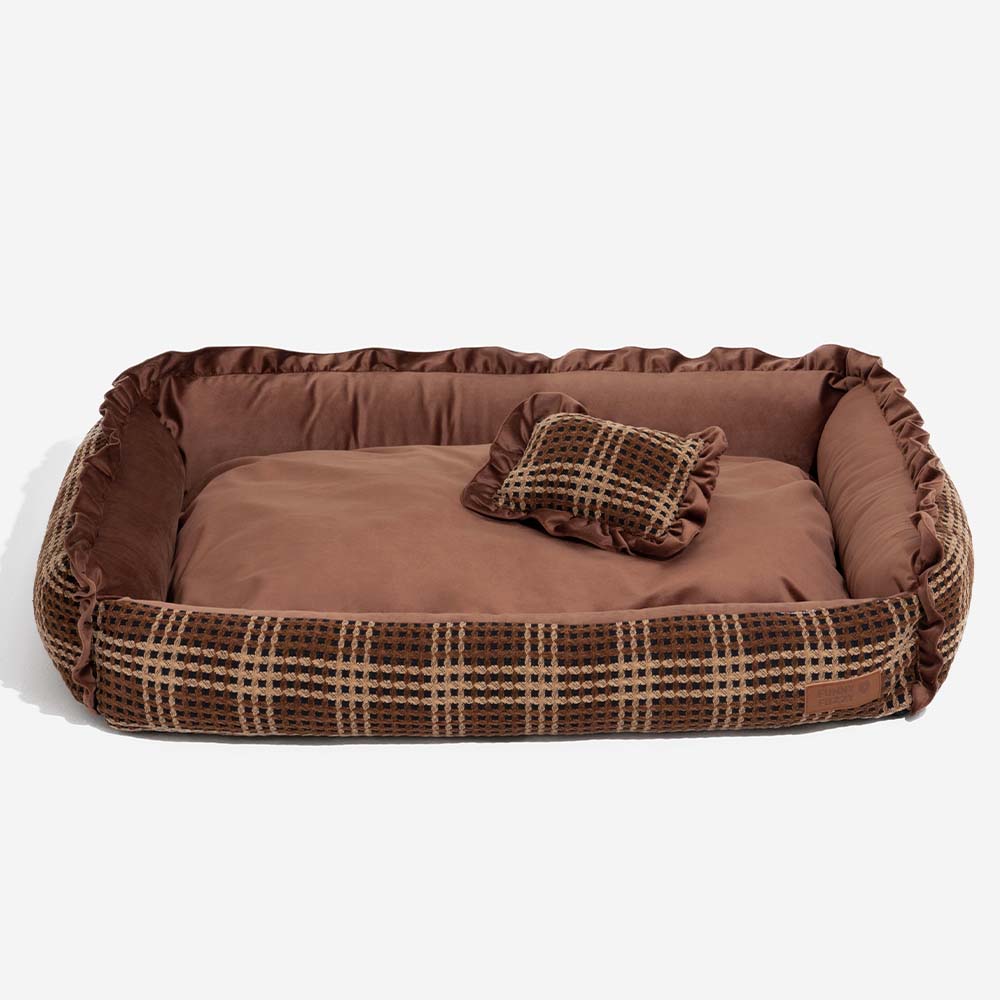 Classic Luxury Floral Washable Cosy Bolster Dog Pillow Bed- Bliss Napper