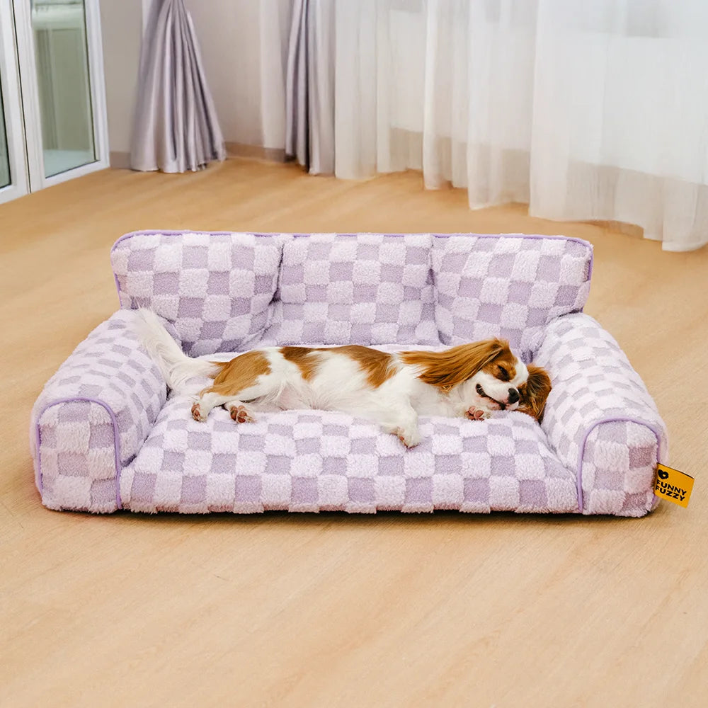 Checkered Fluffy Removable Orthopedic Dog Bolster Bed – CozyNest