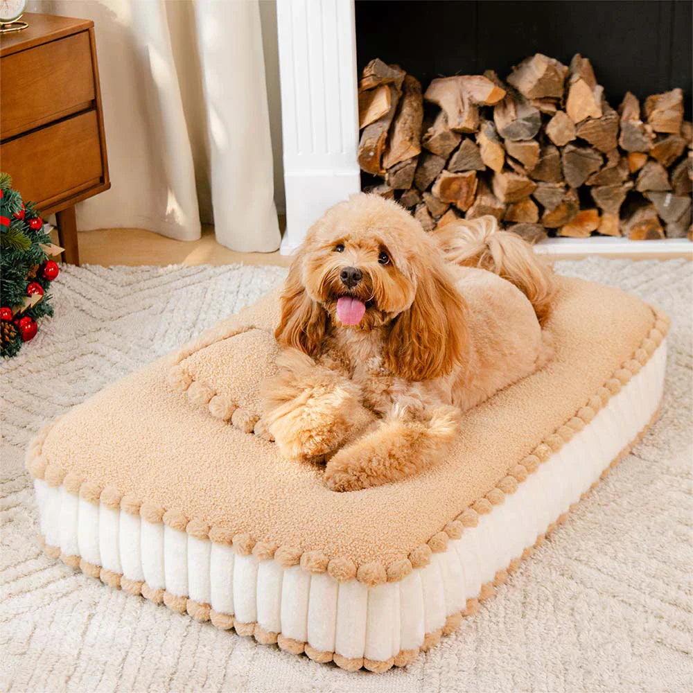 Comfy Plush Biscuit-Inspired Orthopedic Dog Bed with Pillow – SweetNap
