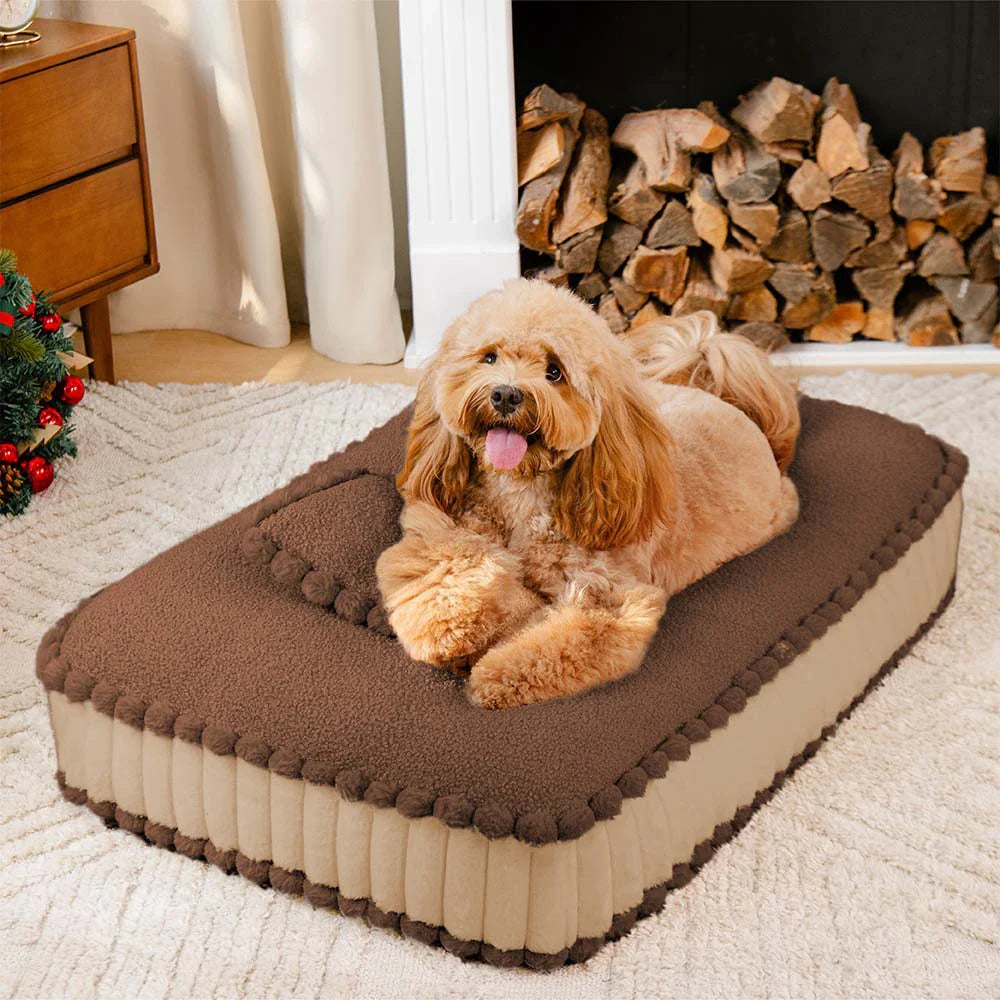 Comfy Plush Biscuit-Inspired Orthopedic Dog Bed with Pillow – SweetNap