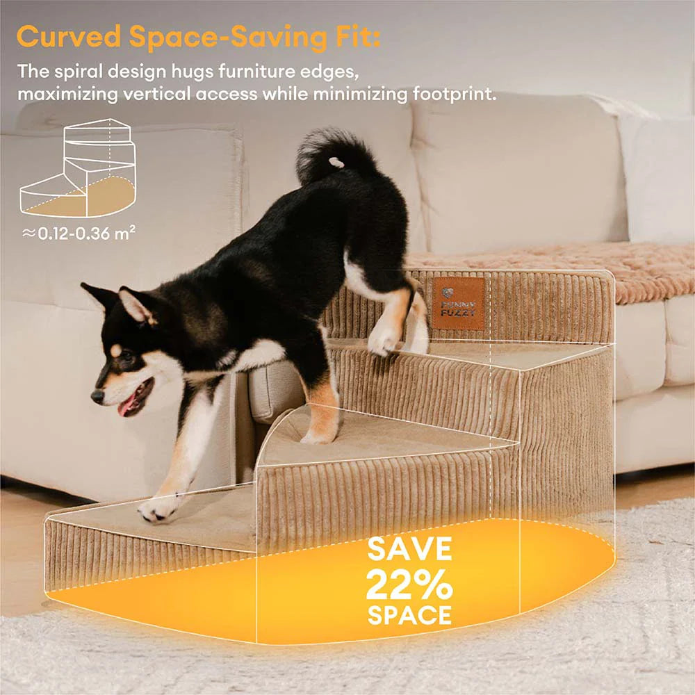 Cozy Corduroy Joint-Friendly Removable Spiral Pet Stairs - Pet-Friendly Bedroom