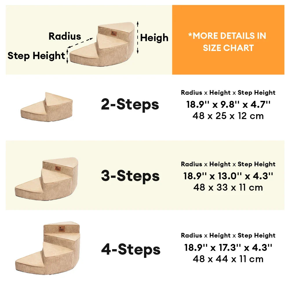 Cozy Corduroy Joint-Friendly Removable Spiral Pet Stairs - Pet-Friendly Bedroom