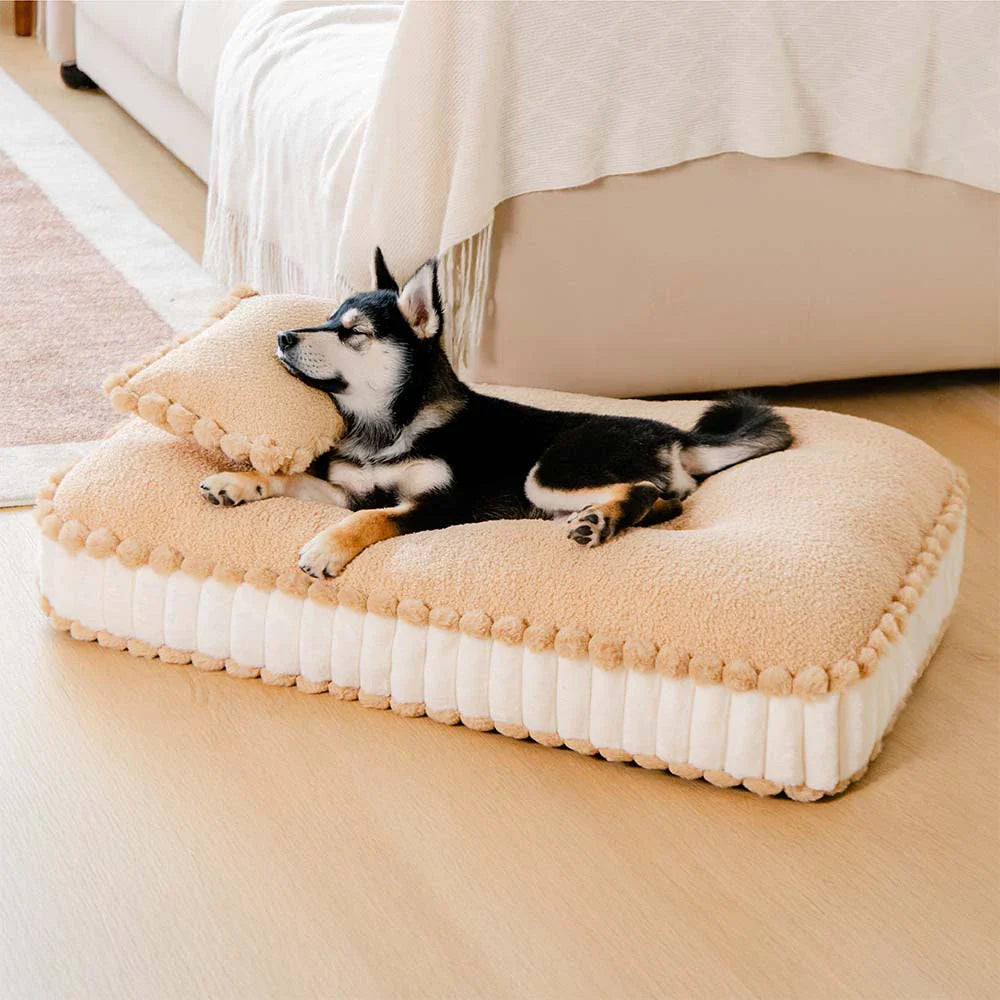 Comfy Plush Biscuit-Inspired Orthopedic Dog Bed with Pillow – SweetNap