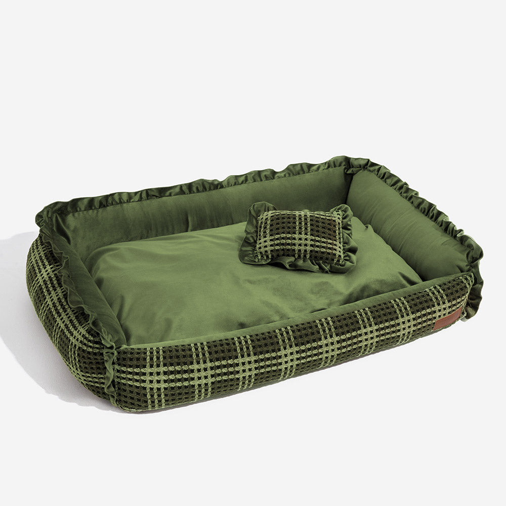 Classic Luxury Floral Washable Cosy Bolster Dog Pillow Bed- Bliss Napper