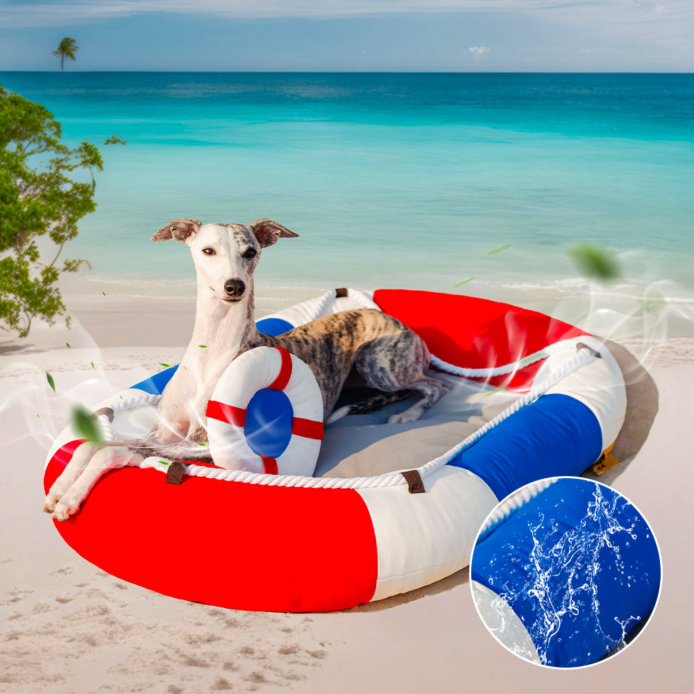 Summer Cooling Waterproof Boat-Shaped Pet Bed with Pillow – Chill Raft