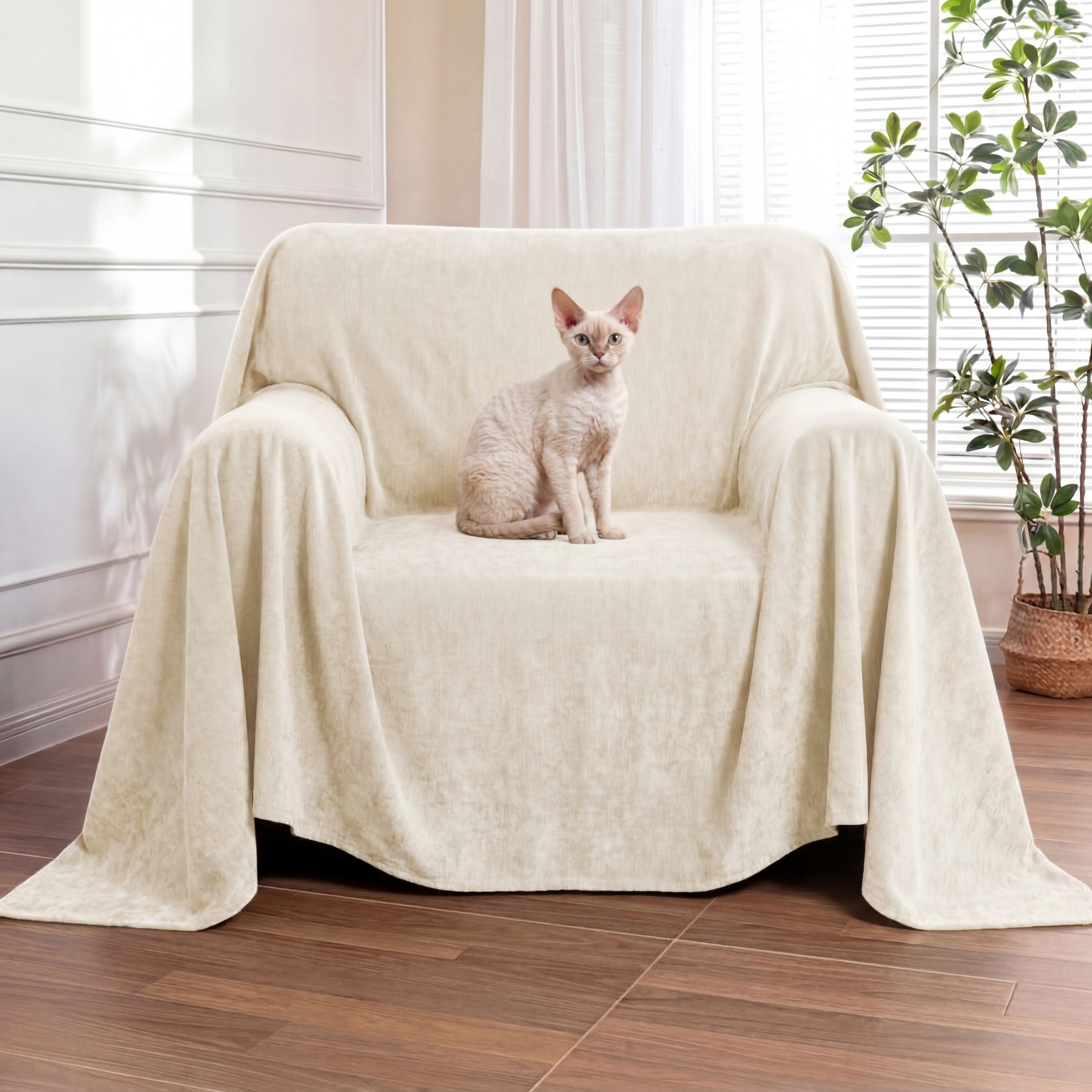 Soft and Waterproof Scratch-Resistant Non-Linting Throw Recliner Chair Cover