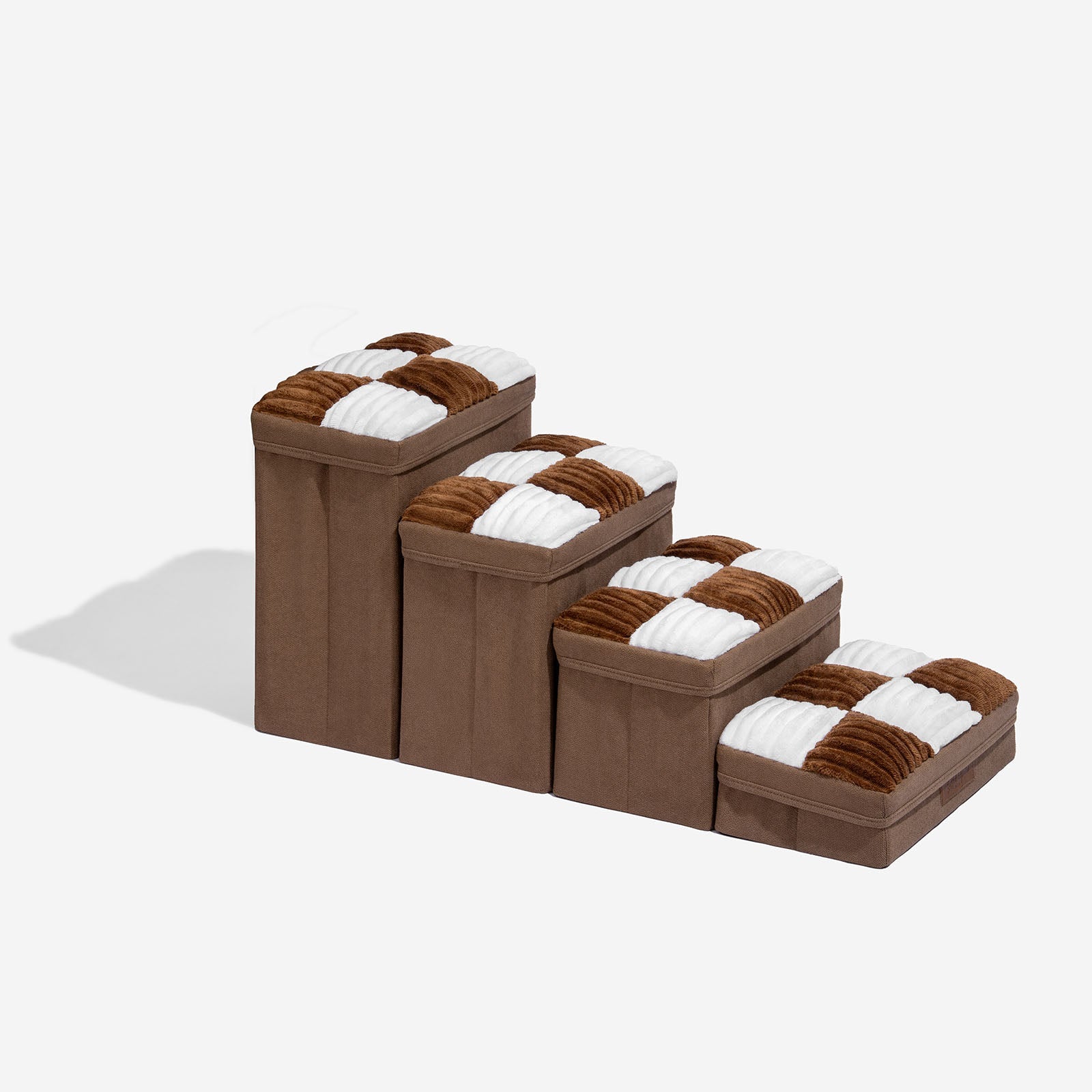 Detachable Chessboard Plaid Handcrafted Dog Stairs with Storage - Foldable Steps