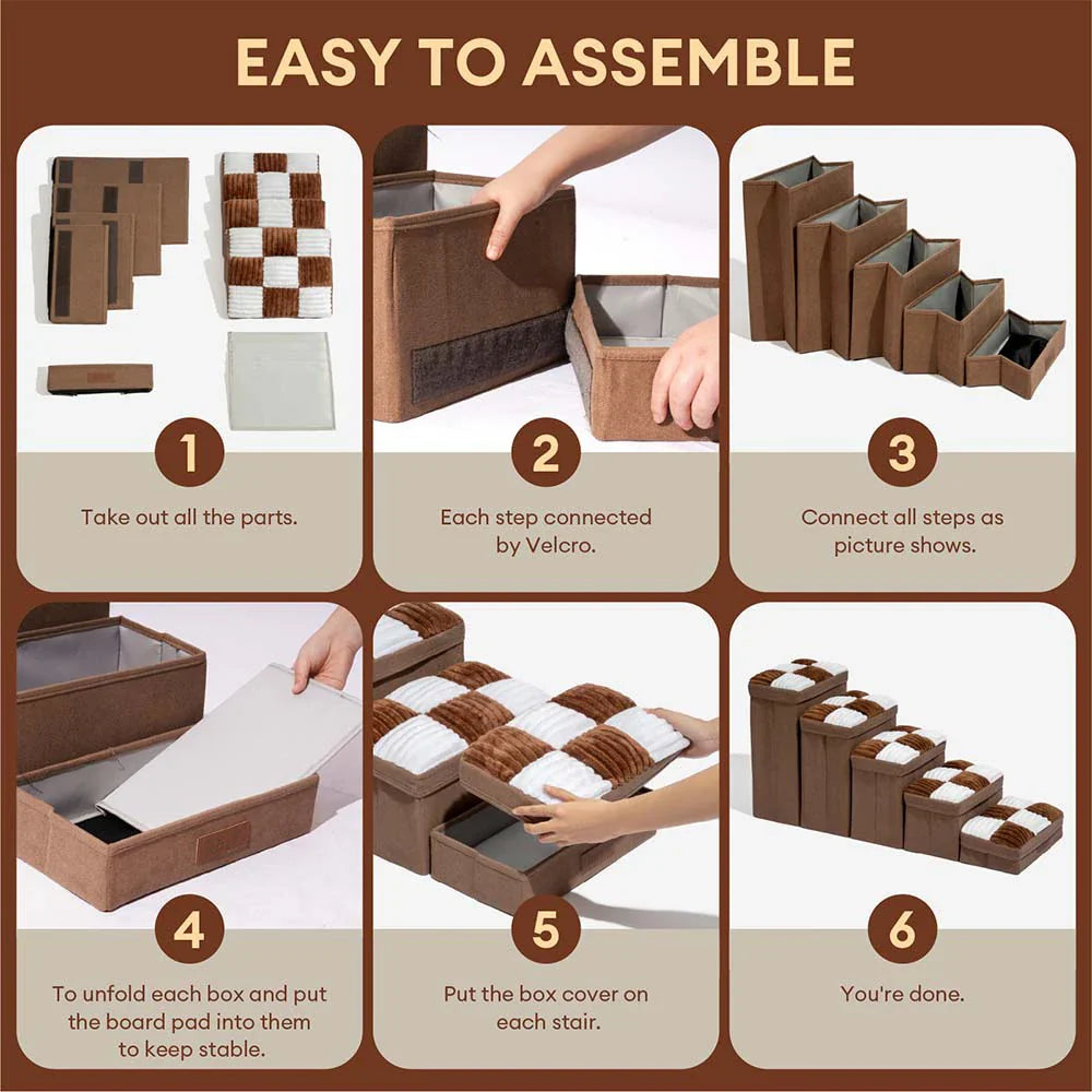 Detachable Chessboard Plaid Handcrafted Dog Stairs with Storage - Foldable Steps