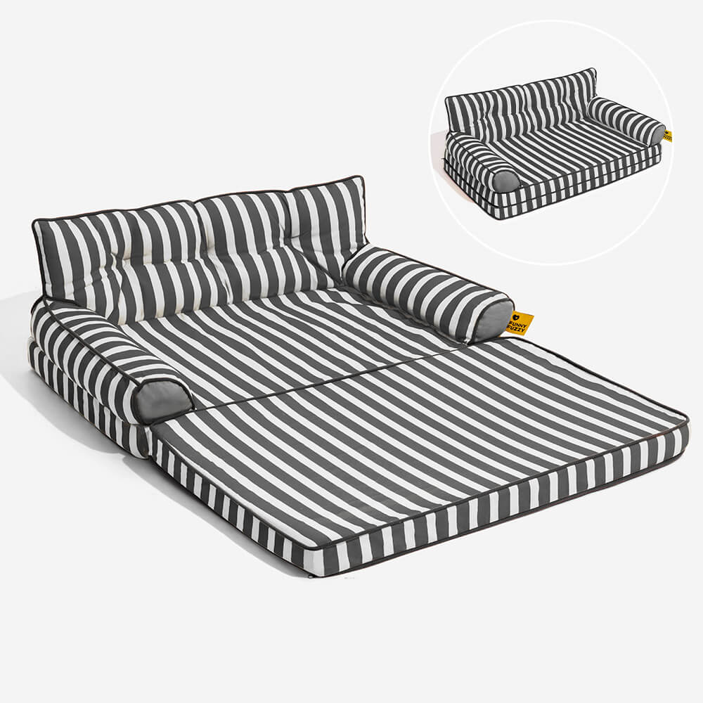 Stripe Waterproof Foldable Dog Sofa Bed - Sunny Siesta