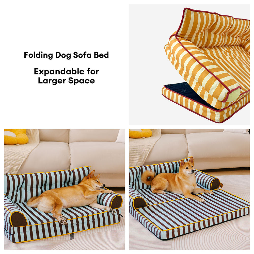 Stripe Waterproof Foldable Dog Sofa Bed - Sunny Siesta