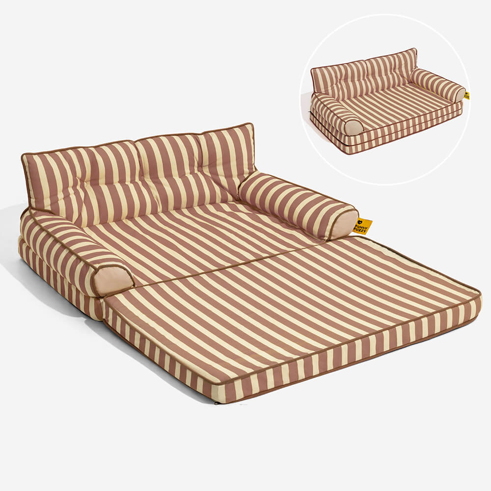 Stripe Waterproof Foldable Dog Sofa Bed - Sunny Siesta