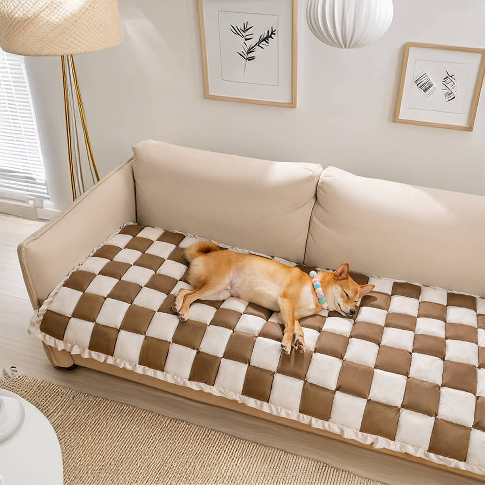 Cosy Plaid Patchwork Pet Mat Furniture Protector Couch Cover