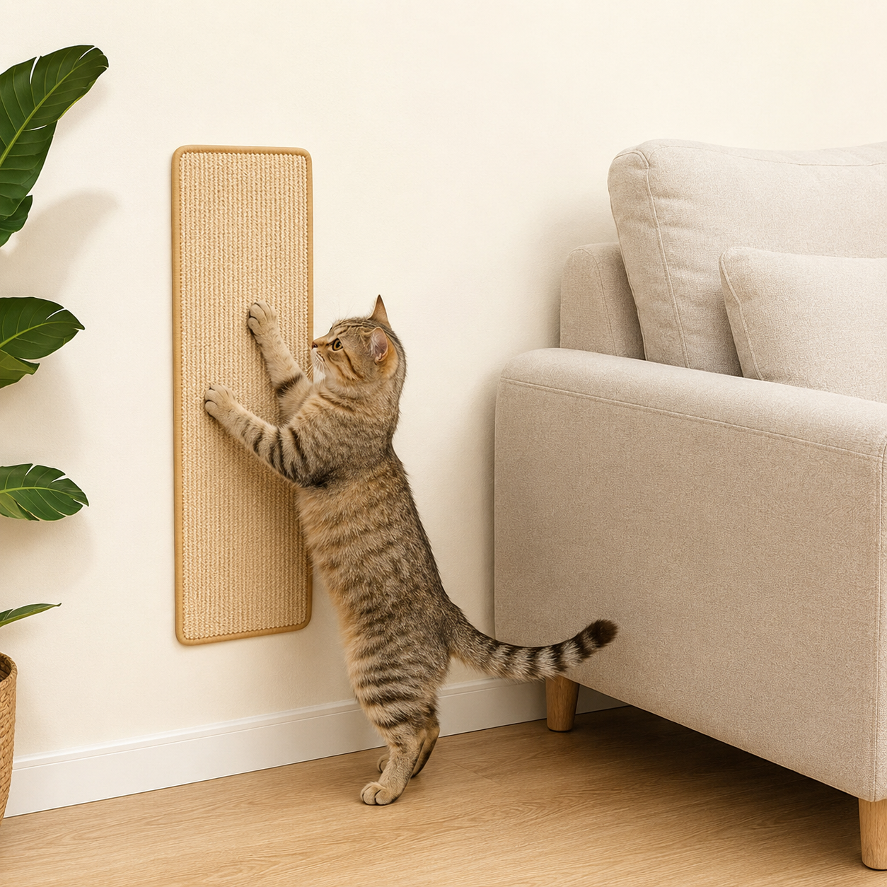 Faux Sisal Cat Scratcher Mat Sofa Protector with Velcro Tape