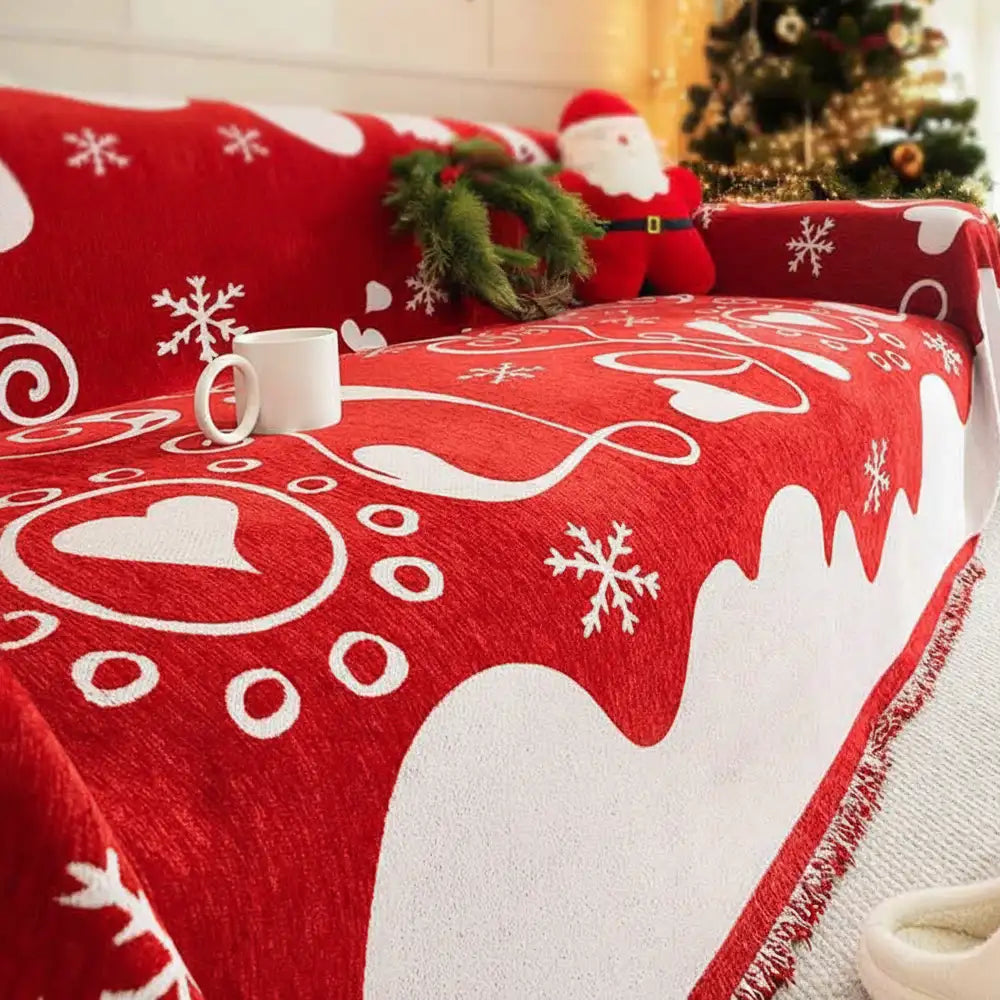 Christmas Decoration Chenille Wear-Resistant Sofa Blanket Couch Cover