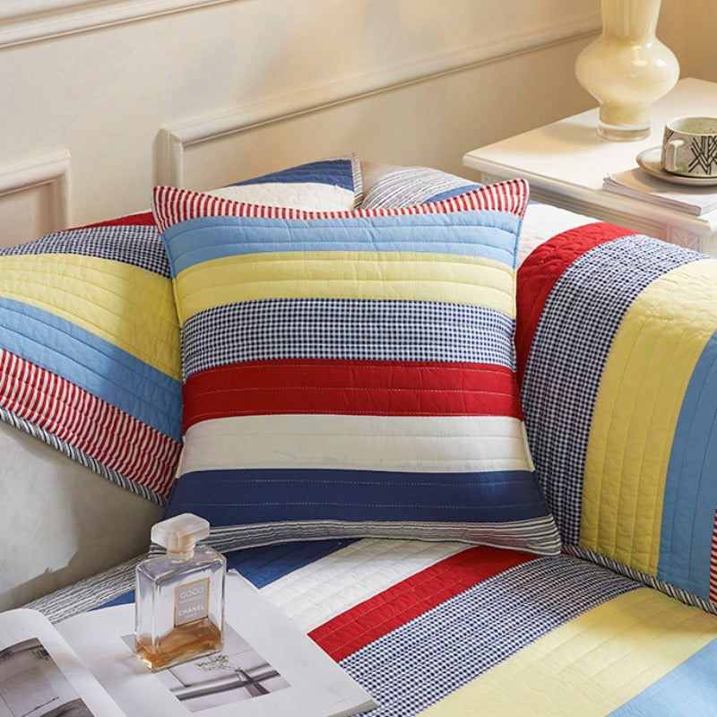 Colourful Striped Quilted Sofa Chic Protector Comfort Couch Cover