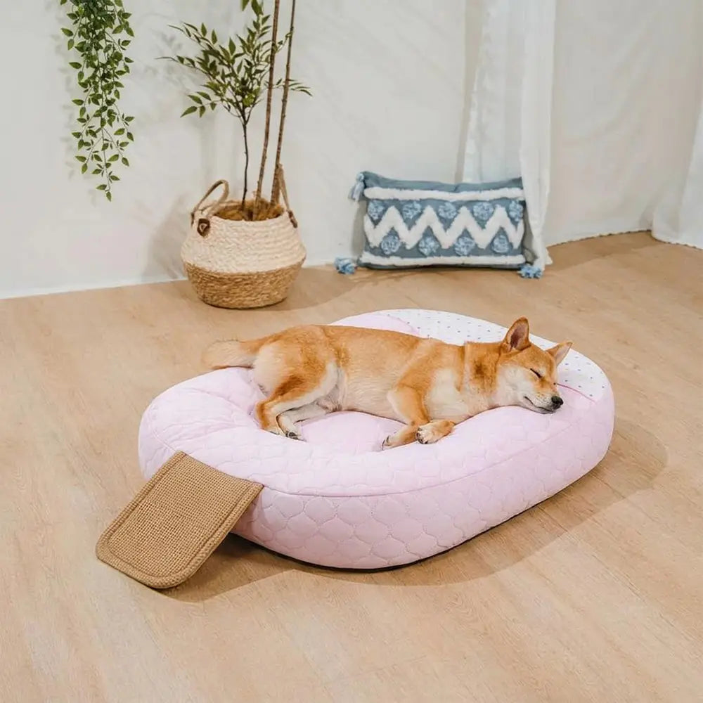 Cooling Ice Silk Heat Absorbing Dog Calming Bed Pet Bed - Ice Cream