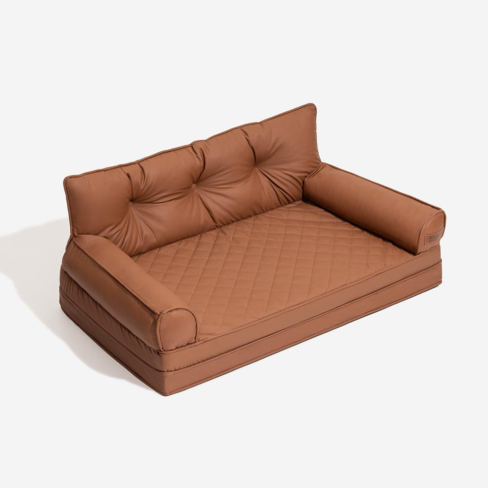 Luxe Faux Leather Foldable Orthopaedic Large Dog Bed - CoreLounge