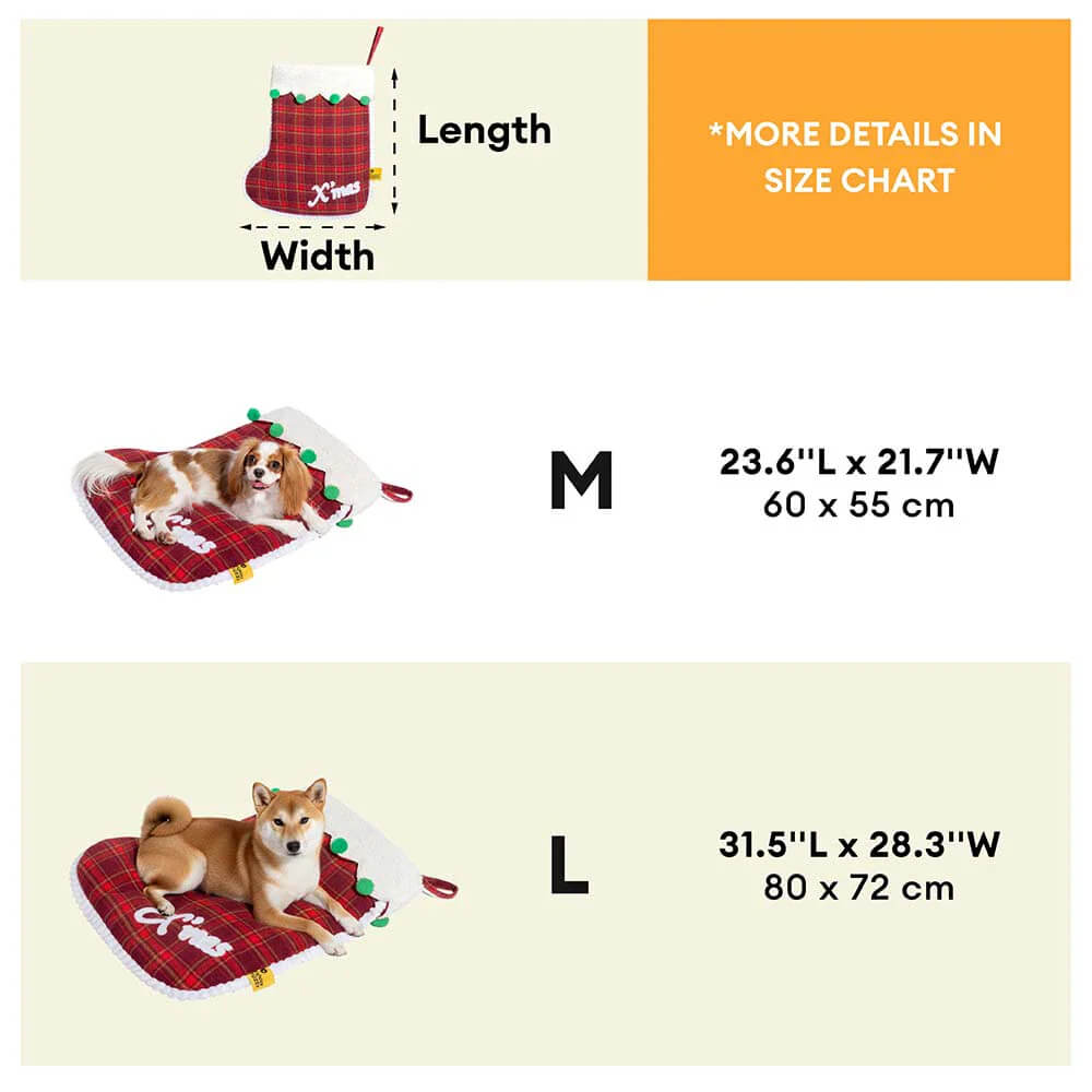 FUNNYFUZZY Christmas Stocking Cozy Pet Sleeping Bag Dog Bed – SantaNap