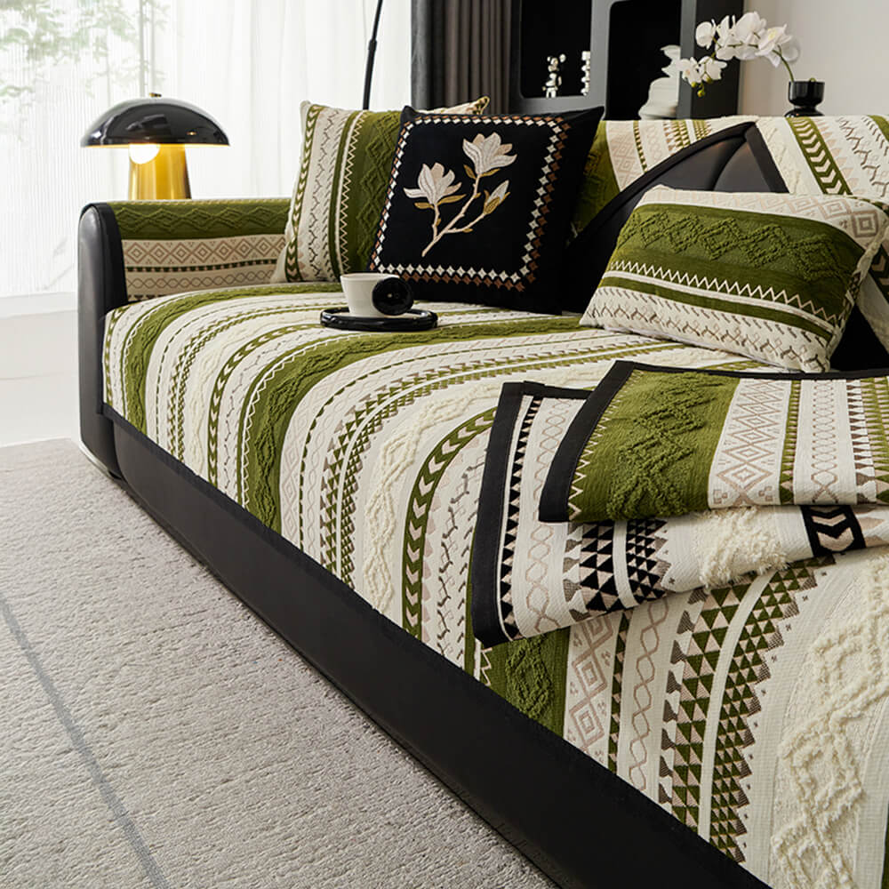 Colour-block Woven Suede Soft Skin-Friendly Anti-Skid Couch Cover