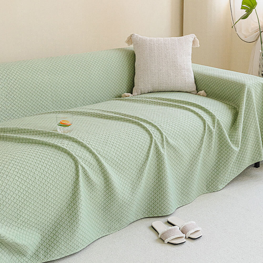Cooling Ice Silk Grid Design with Liangdou Texture Throw Couch Cover