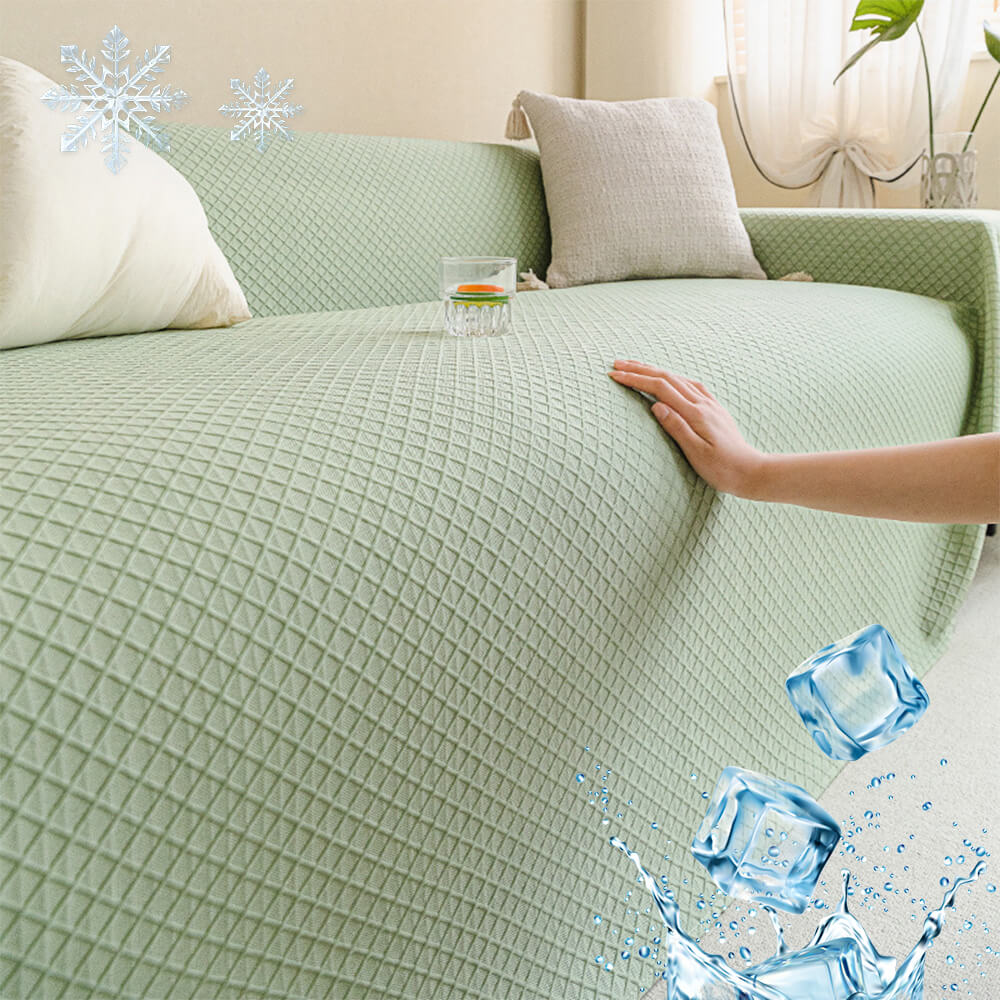 Cooling Ice Silk Grid Design with Liangdou Texture Throw Couch Cover