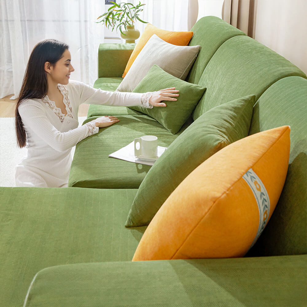 Herringbone Chenille Elastic Full Coverage Anti-Slip Magic Couch Cover