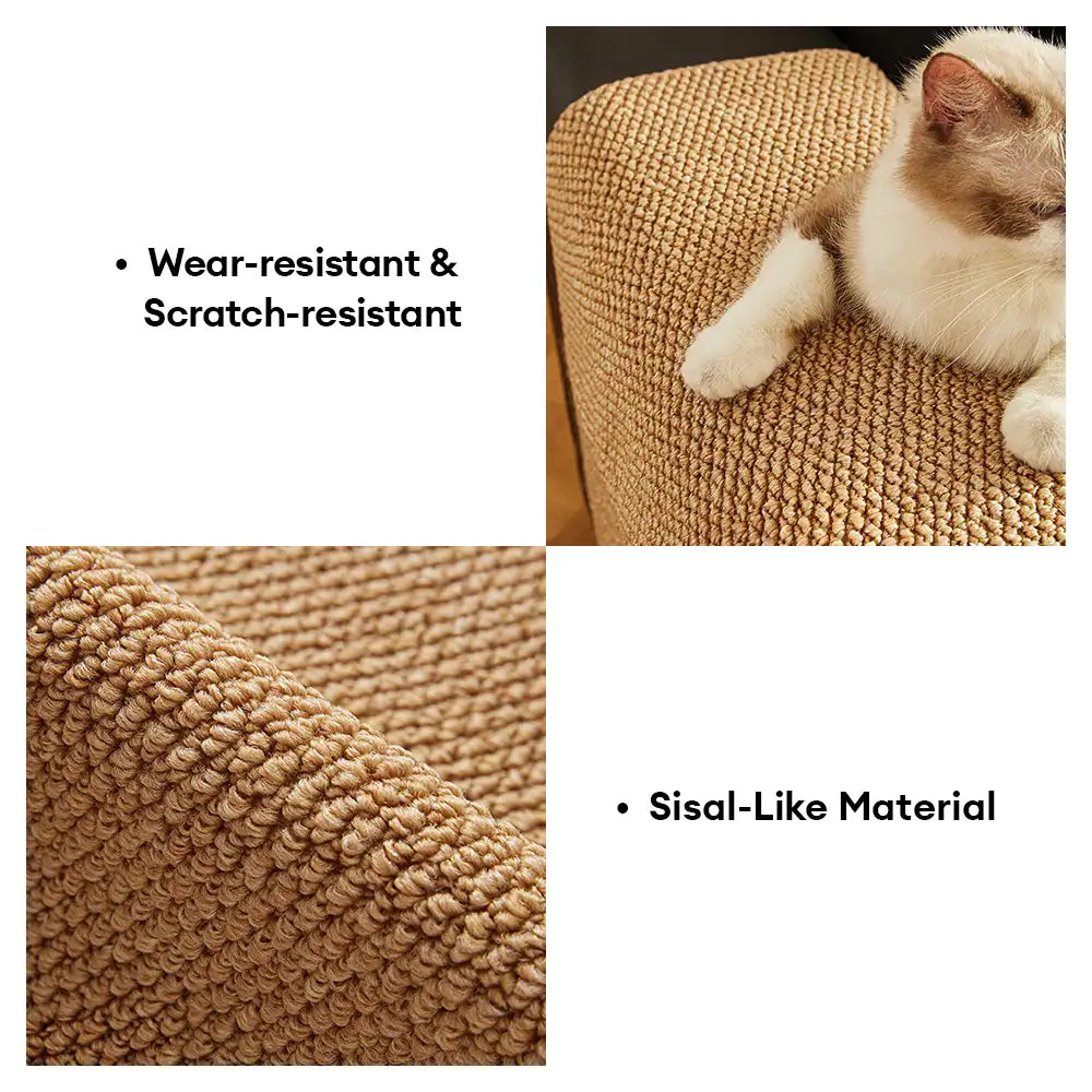 Faux Sisal Scratch-Resistant Sofa Armrest Protector Cover for Cats