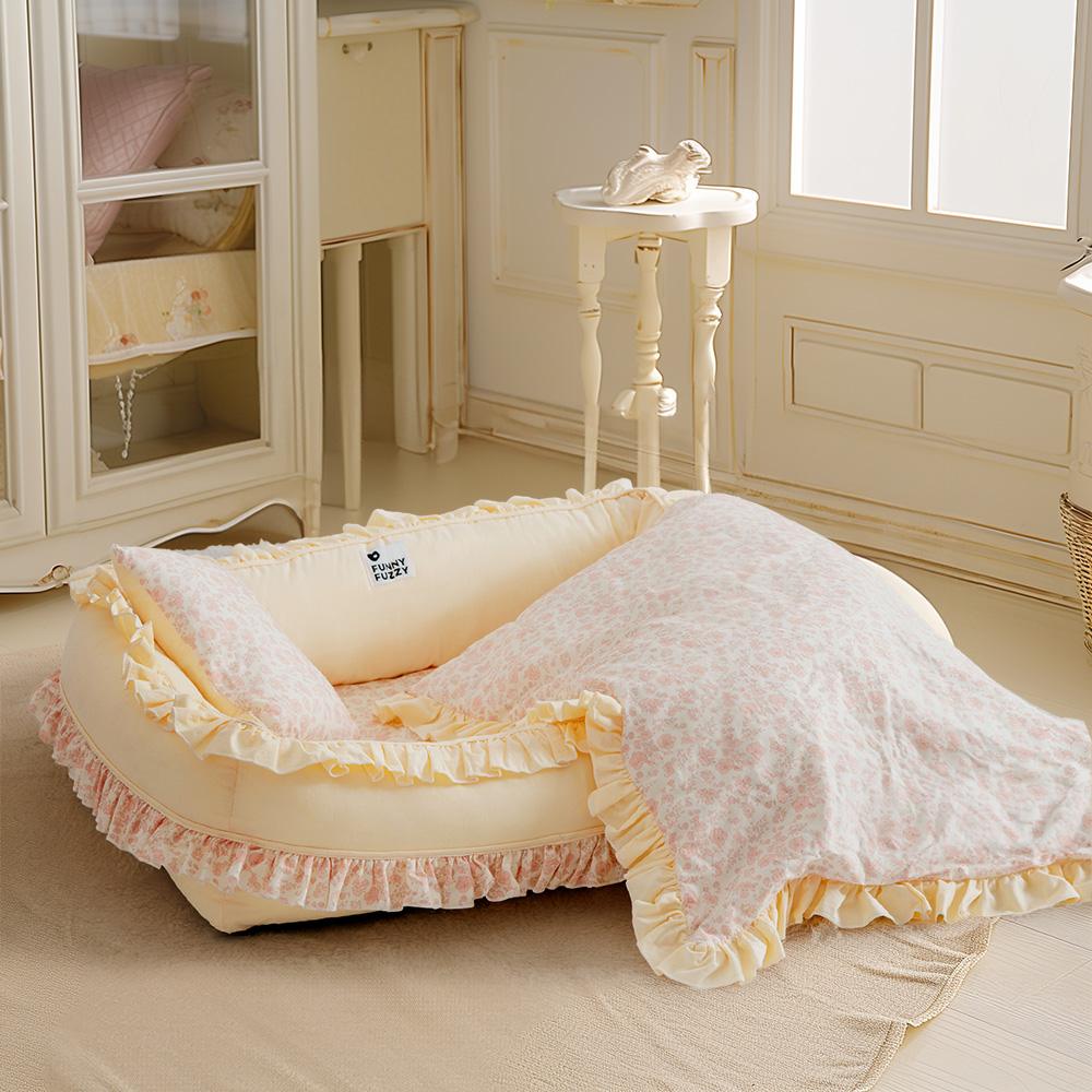 Floral Orthopaedic Dog Bed Calming Pet Bed with Pillow
