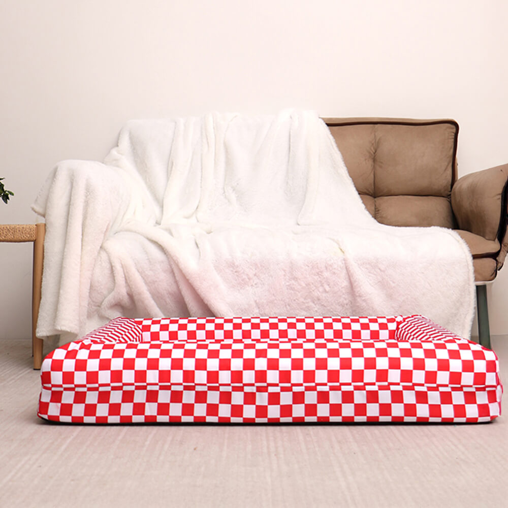 Classic Checkerboard Waterproof Orthopedic Support Large Dog Bed