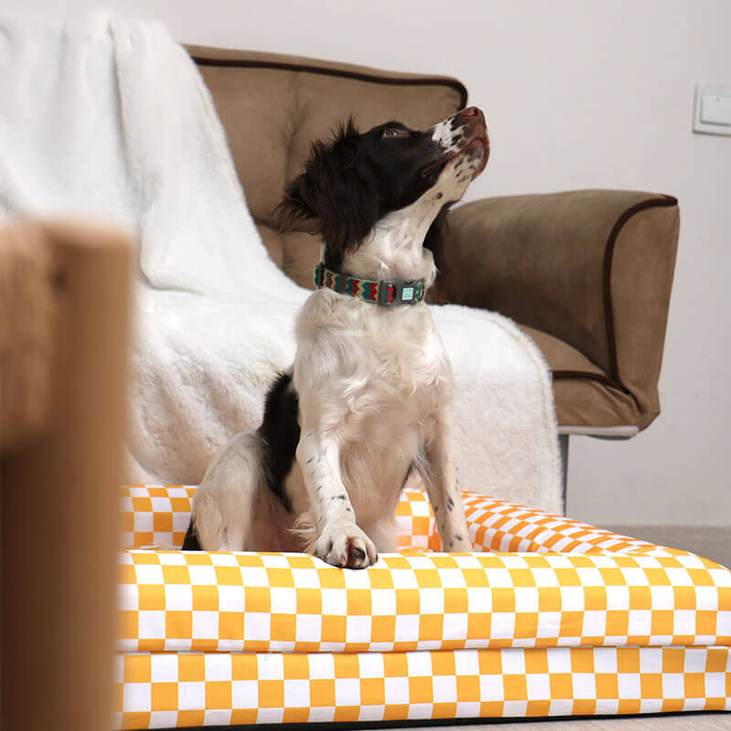 Classic Checkerboard Waterproof Orthopedic Support Large Dog Bed