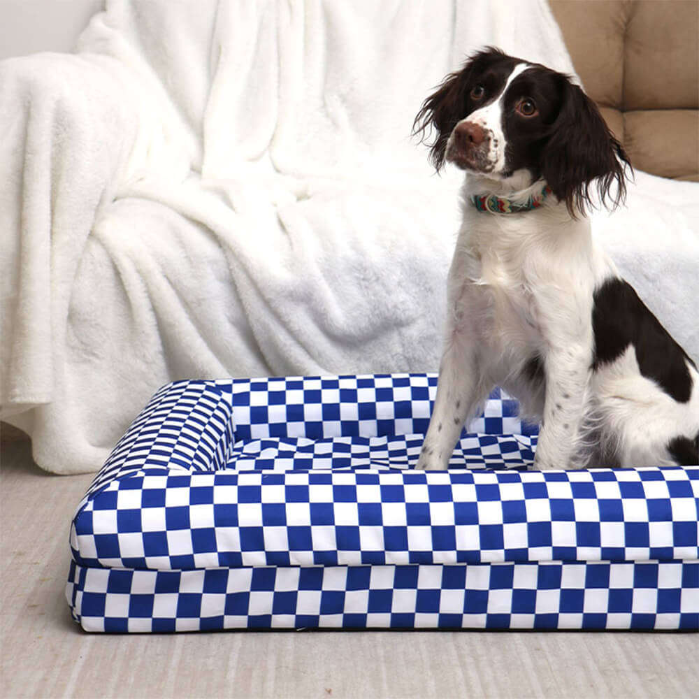Classic Checkerboard Waterproof Orthopedic Support Large Dog Bed
