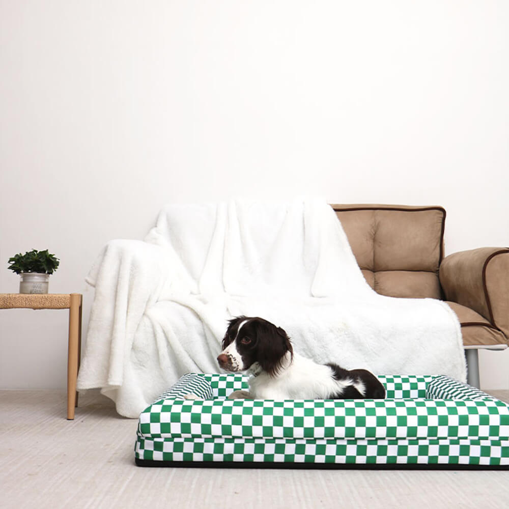 Classic Checkerboard Waterproof Orthopedic Support Large Dog Bed
