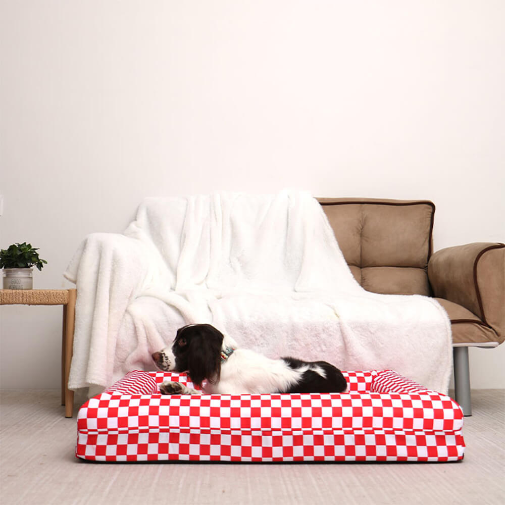 Classic Checkerboard Waterproof Orthopedic Support Large Dog Bed