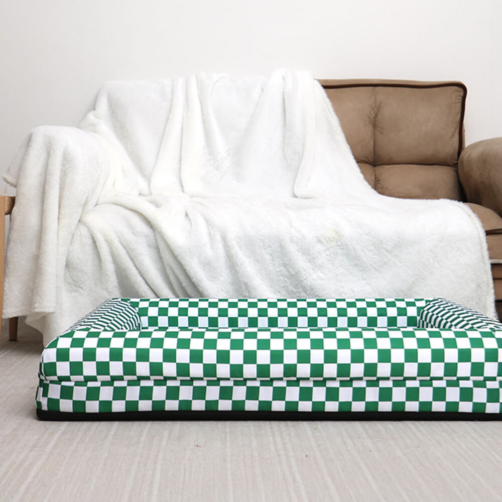 Classic Checkerboard Waterproof Orthopedic Support Large Dog Bed