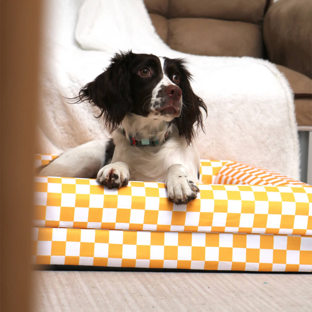 Classic Checkerboard Waterproof Orthopedic Support Large Dog Bed