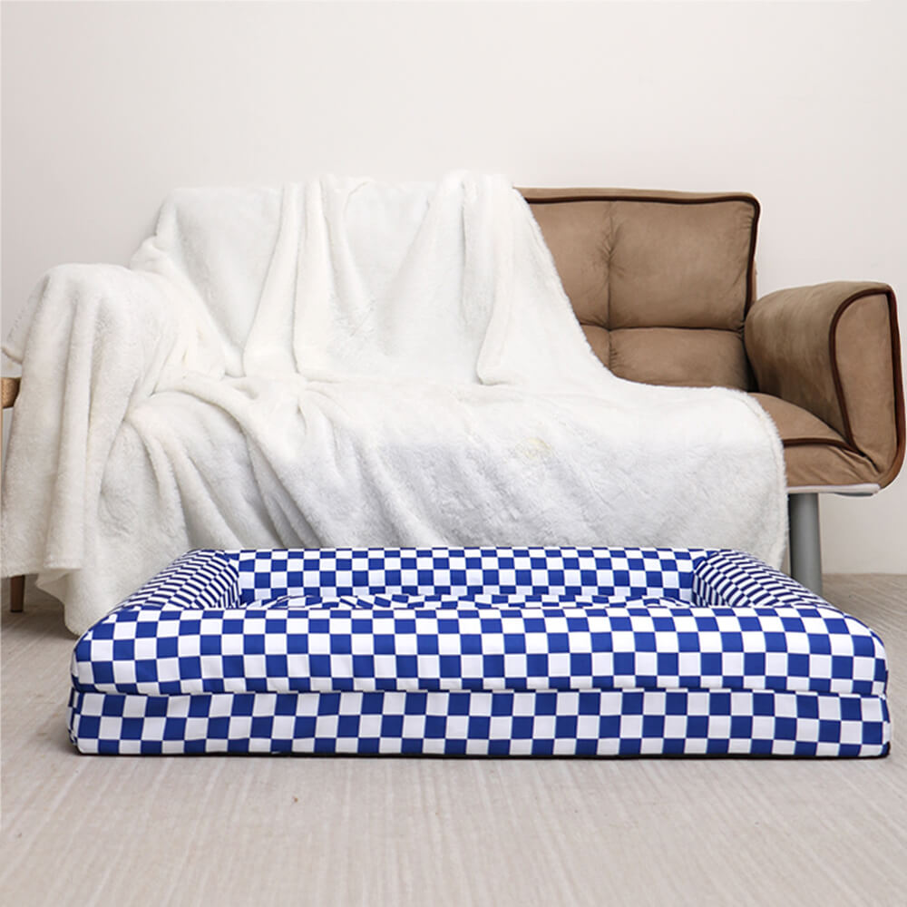 Classic Checkerboard Waterproof Orthopedic Support Large Dog Bed