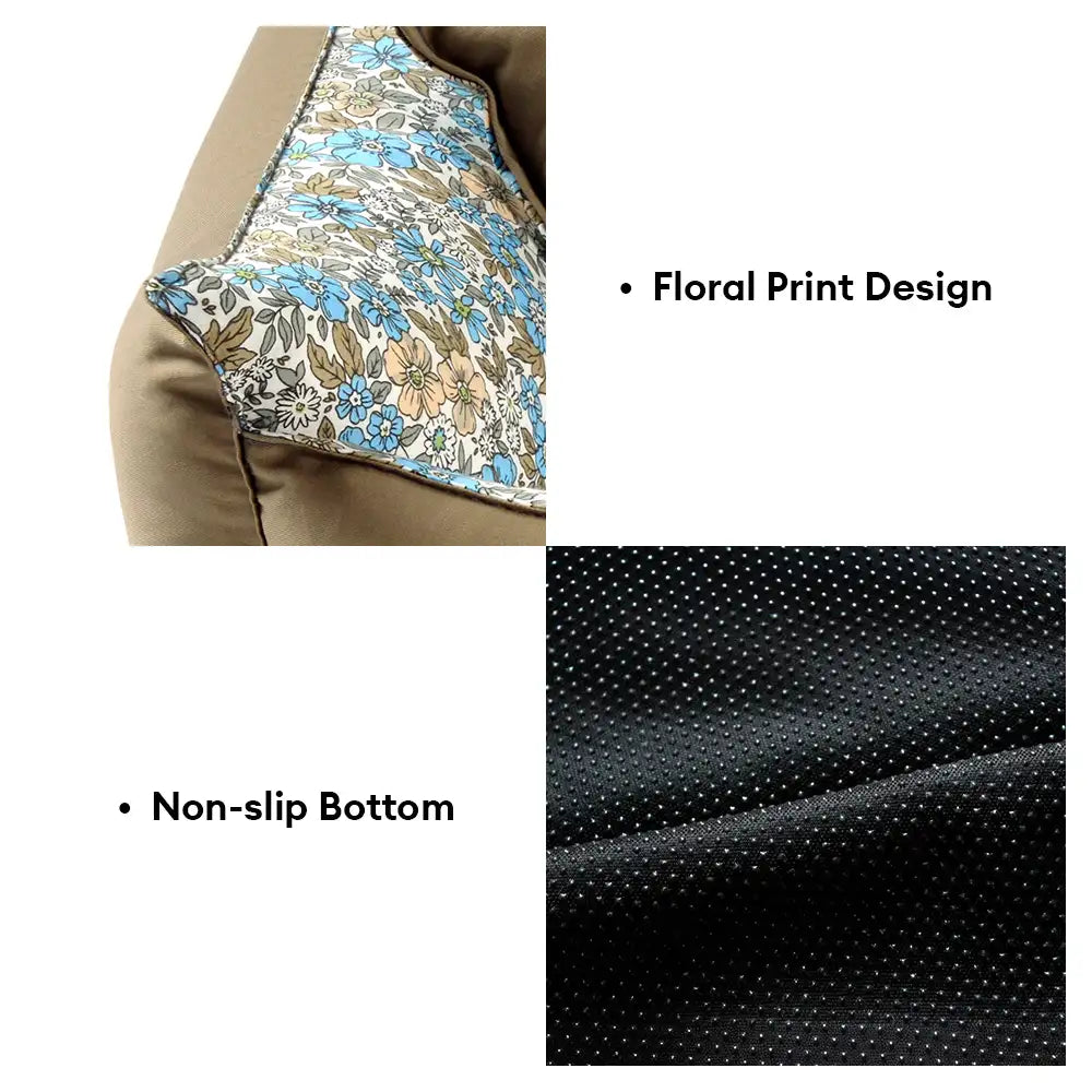 Floral Pattern Anti Static Washable All Season Dog Bed