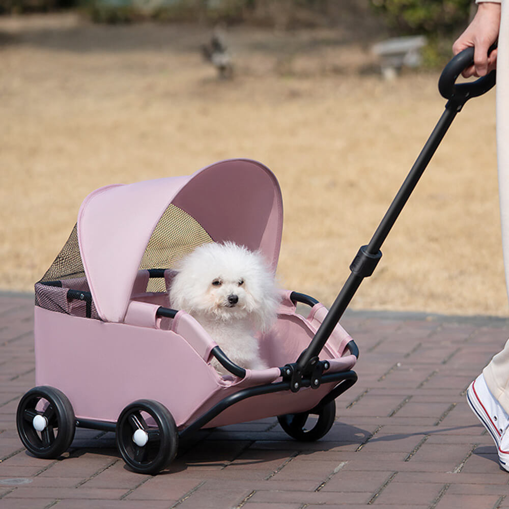 Lightweight Compact Foldable Small Dogs Pet Stroller with Sunshade Canopy
