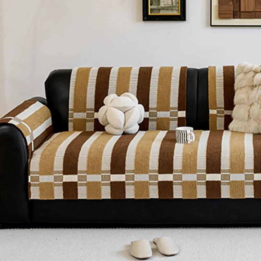 Mid-Century Modern Chenille Scratch-Resistant Furniture Protection Non-Slip Couch Cover