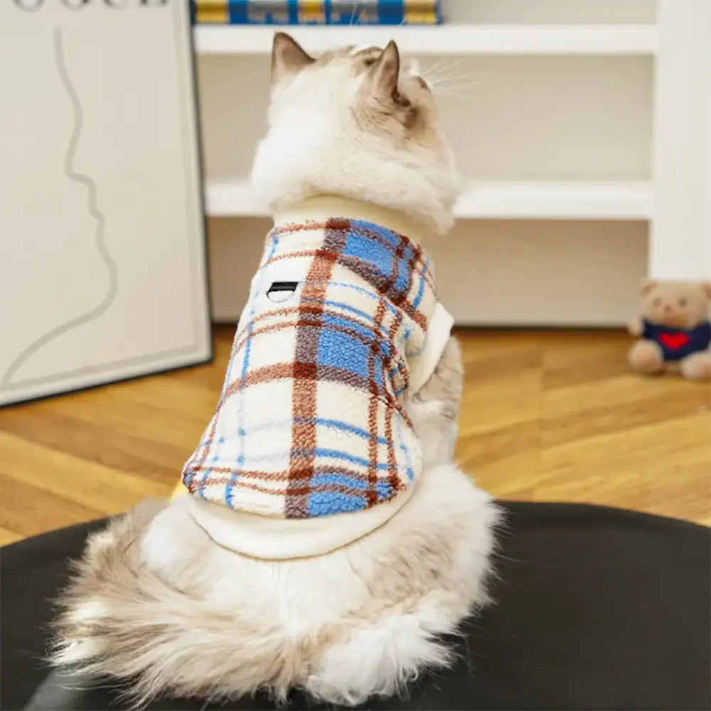 Plaid Comfortable Warm Plush Dog Sweater Suitable For All Breeds of Dogs