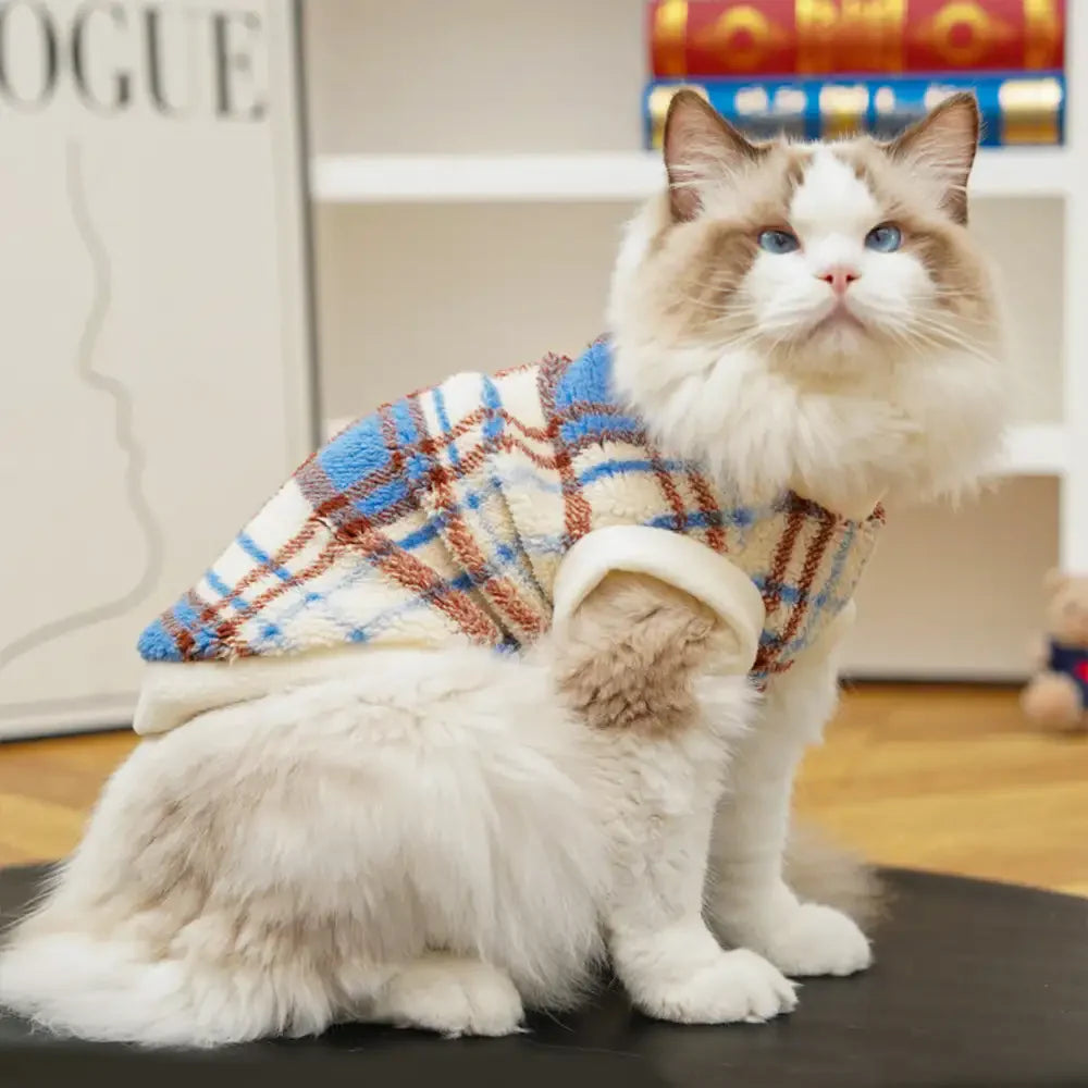 Plaid Comfortable Warm Plush Dog Sweater Suitable For All Breeds of Dogs